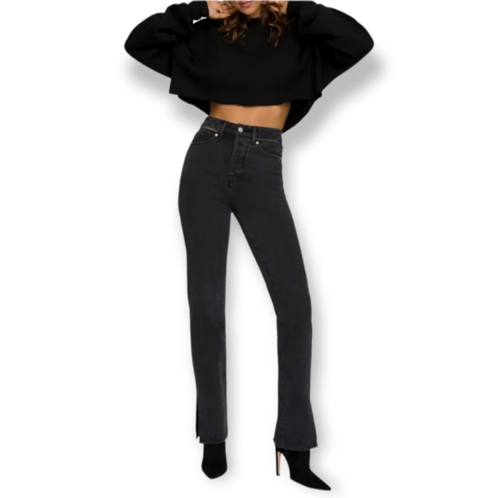 Good American Good boy high waist slit hem jeans size 8